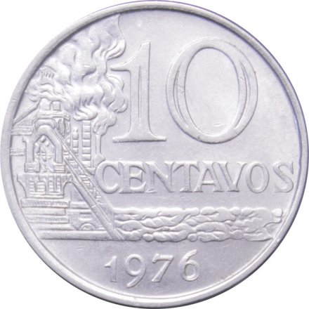 Бразилия 10 сентаво 1976 год