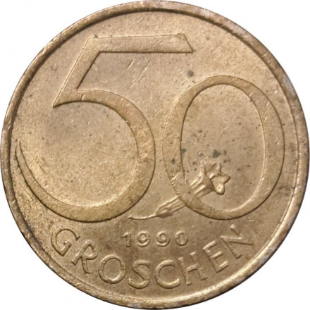 Австрия 50 грошей 1990 год