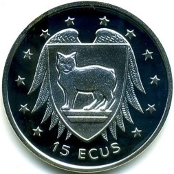 Монета Остров Мэн 15 экю 1994 год - Мэнская кошка