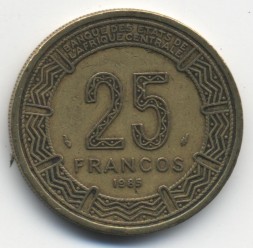 Монета Гвинея 25 франков 1985 год