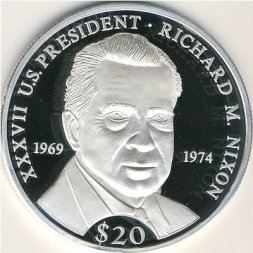 Либерия 20 долларов 2000 год