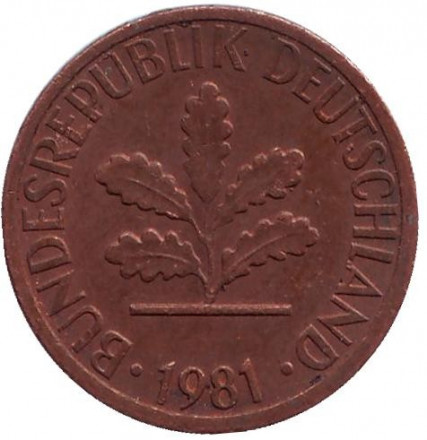 ФРГ 1 пфенниг 1981 год (D)