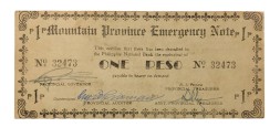 Филиппины Провинция Горная сертификат 1 песо 1942 -1944 год - белая бумага - VF