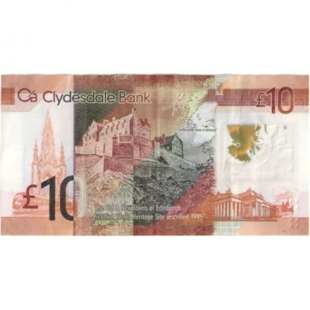 Шотландия 10 фунтов 2017 год - Clydesdale Bank - Роберт Бернс. Эдинбургский замок - VF