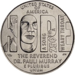 США 25 центов 2024 год - Паули Мюррей (D)