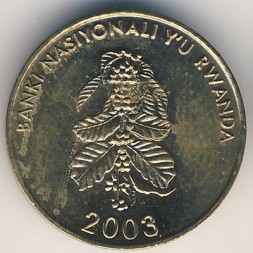 Монета Руанда 5 франков 2003 год