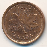 Монета Канада 1 цент 2006 год (не магнетик, без отметки МД)