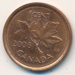 Канада 1 цент 2006 год (не магнетик, без отметки МД)