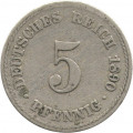 Германия 5 пфеннигов 1890 год (A)