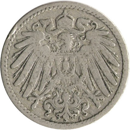 Германия 5 пфеннигов 1890 год (A)
