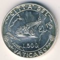 Ватикан 500 лир 1992 год