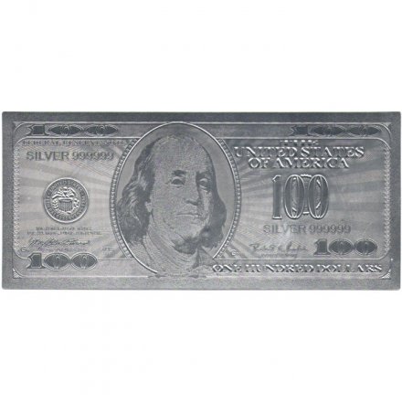 Сувенирная банкнота США 100 долларов (серебро) - UNC