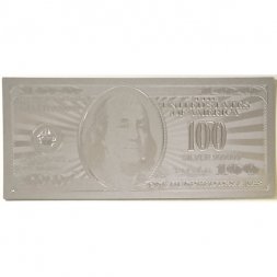 Сувенирная банкнота США 100 долларов (серебро) - UNC