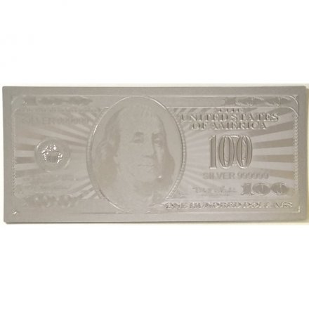 Сувенирная банкнота США 100 долларов (серебро) - UNC