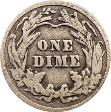США 1 дайм (10 центов) 1916 год - Barber Dime (без отметки МД)