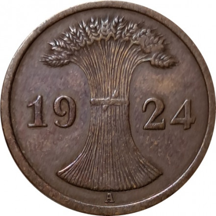 Веймарская республика 2 рентенпфеннига 1924 год (A)