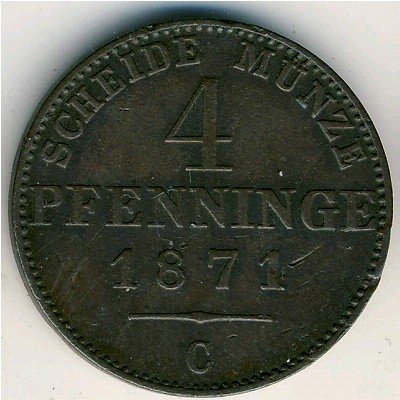 Пруссия 4 пфеннинга 1871 год