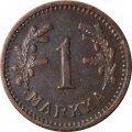 Финляндия 1 марка 1943 год (медь, коричневый цвет)