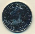 Великобритания 5 фунтов 2000 год - 100 лет со дня рождения Королевы - Матери (медь-никель)