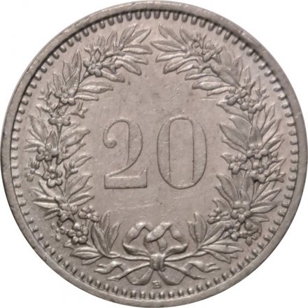 Швейцария 20 раппенов 1993 год