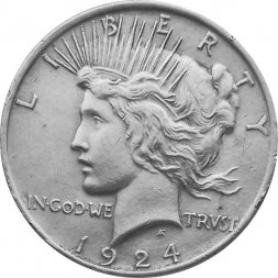 США 1 доллар 1924 год - Мирный доллар (без отметки МД)