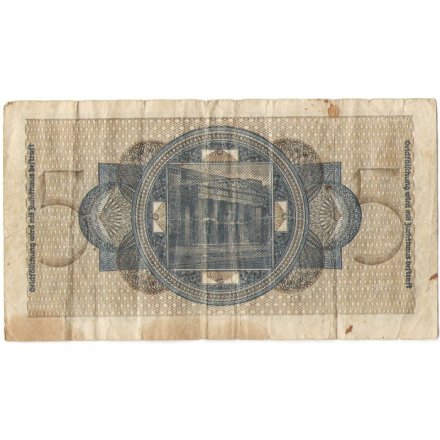 Германия 5 рейхсмарок 1940-1945 годов выпуска - Немецкие оккупационные территории - F-