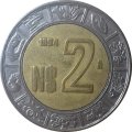 Мексика 2 новых песо 1994 год - Хохлатый сокол