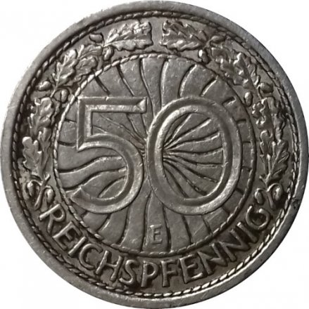 Веймарская республика 50 рейхспфеннигов 1938 год (E)