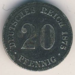 Германия 20 пфеннигов 1875 год