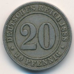 Германия 20 пфеннигов 1888 год