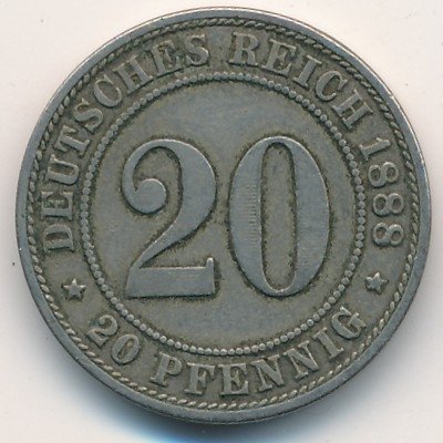 Германия 20 пфеннигов 1888 год