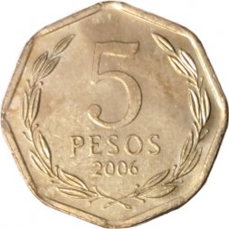 Чили 5 песо 2006 год