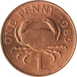 Гернси 1 пенни 1985 год - Большой сухопутный краб