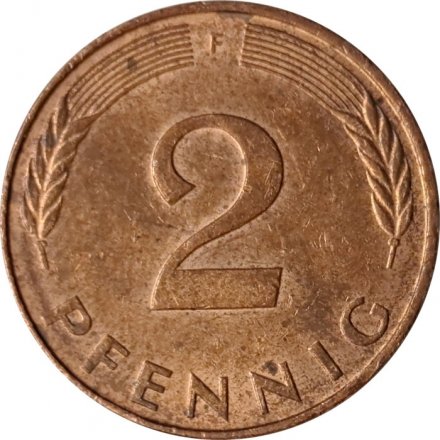 ФРГ 2 пфеннига 1989 год (F)
