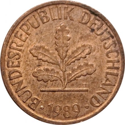 ФРГ 2 пфеннига 1989 год (F)