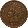 США 1 цент 1905 год - Indian Head Cent (без отметки МД)