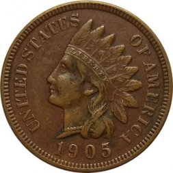 США 1 цент 1905 год - Indian Head Cent (без отметки МД)