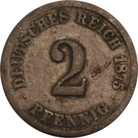 Германия 2 пфеннига 1875 год (F)