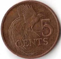 Монета Тринидад и Тобаго 5 центов 2001 год