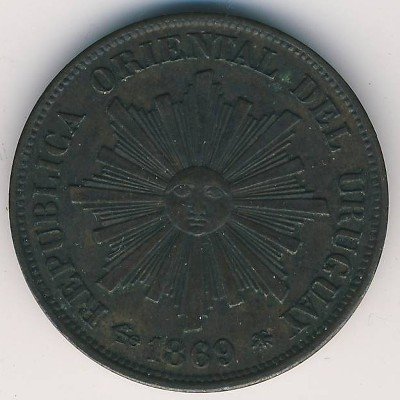 Уругвай 1 чентезимо 1869 год