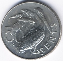 Монета Виргинские острова 50 центов 1974 год - Пеликаны (UNC)