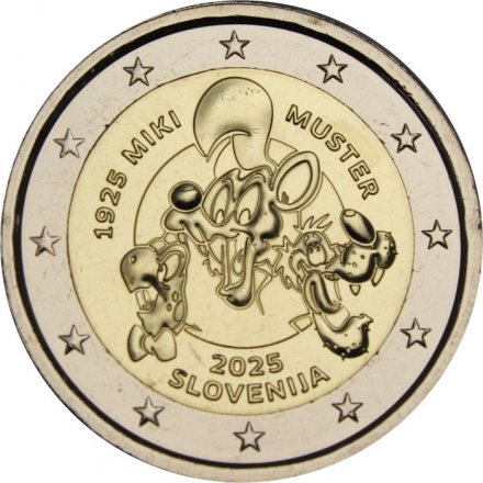 Словения 2 евро 2025 год - 100 лет со дня рождения Мики Мустера