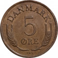 Дания 5 эре 1963 год (бронза)