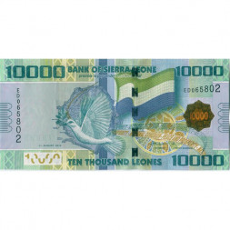 Сьерра-Леоне 10000 леоне 2013 год - Голубь, карта и флаг Сьерра-Леоне UNC