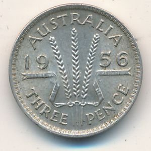Австралия 3 пенса 1956 год