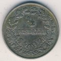 Дания 1/2 ригсдалера 1854 год