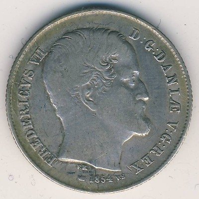 Дания 1/2 ригсдалера 1854 год