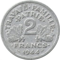 Франция 2 франка 1944 год (B)