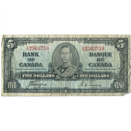 Канада 5 долларов 1937 год - F