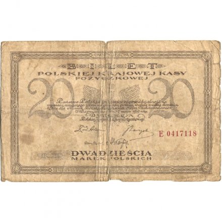 Польша 20 марок 1919 год - Тадеуш Костюшко - VG